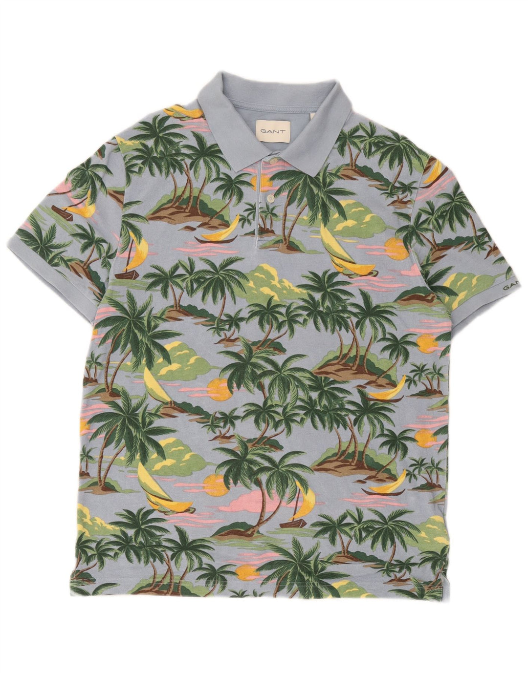 Polo hawaiana da uomo Gant in cotone blu medio