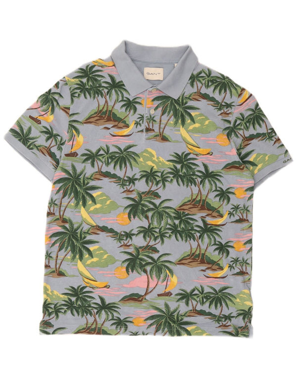 Polo hawaiana da uomo Gant in cotone blu medio