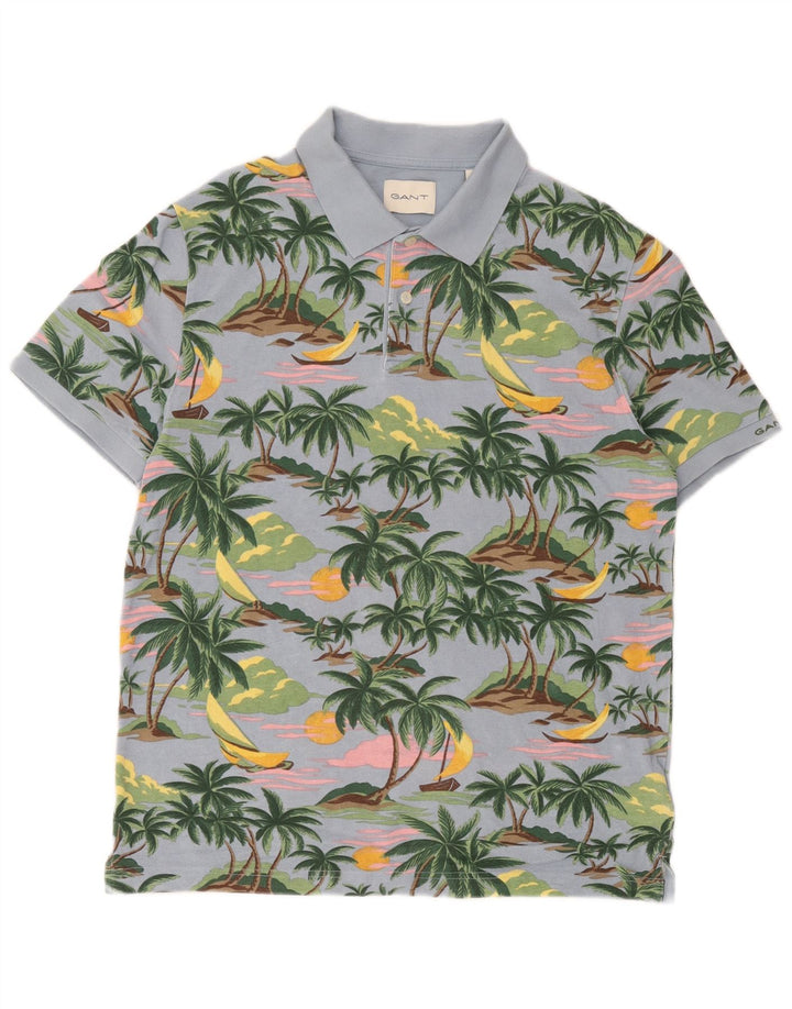 Polo hawaiana da uomo Gant in cotone blu medio