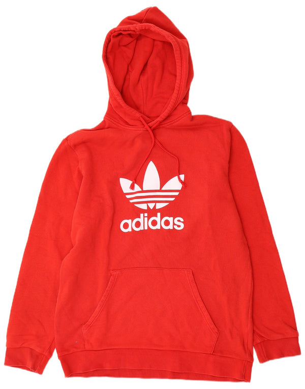Maglione con cappuccio grafico da uomo Adidas in cotone rosso medio
