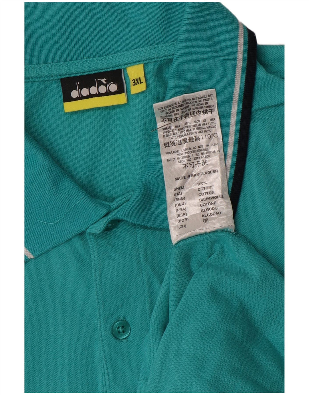 Polo Diadora Uomo 3XL Turchese Cotone