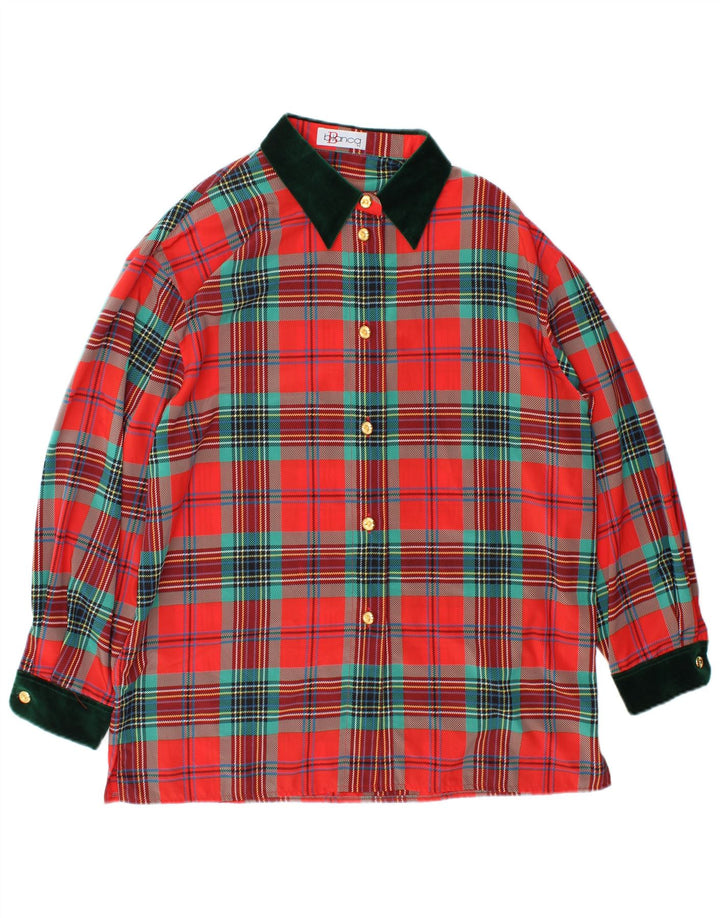 Camicia da donna vestibilità ampia Bianca IT 42 Poliestere a quadri rosso medio