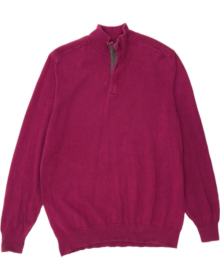 MASSIMO DUTTI Mens Zip Neck Jumper Sweater XL Pink Cotton Vintage Massimo Dutti and Second-Hand Massimo Dutti from Messina Hembry 