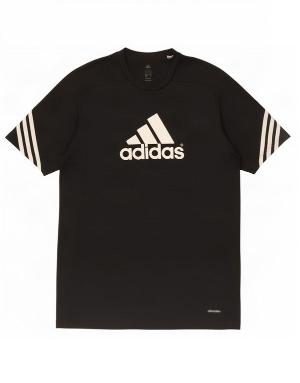 T-shirt grafica Adidas da uomo Climalite Top in poliestere nero medio