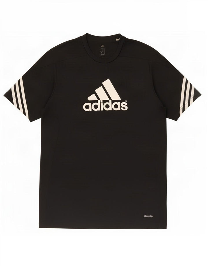 T-shirt grafica Adidas da uomo Climalite Top in poliestere nero medio