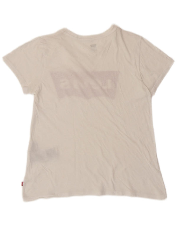 T-shirt grafica da donna LEVI'S Top UK 12 cotone bianco medio