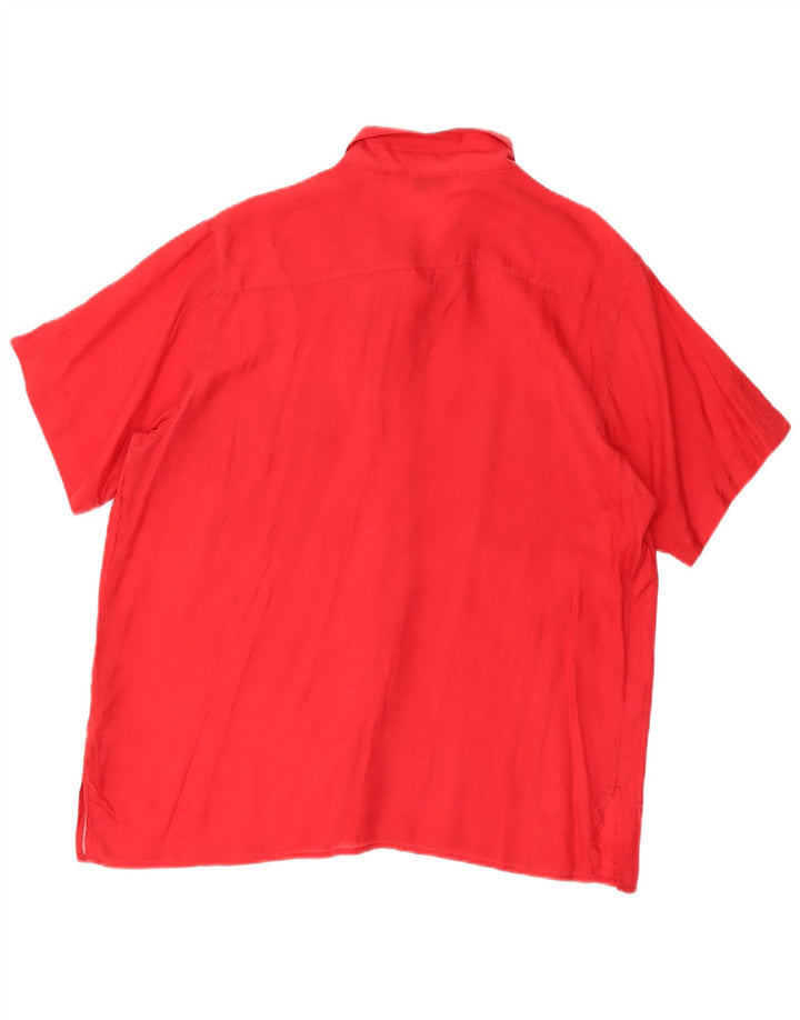 Camicetta camicia a maniche corte da donna vintage UK 14 seta rossa media