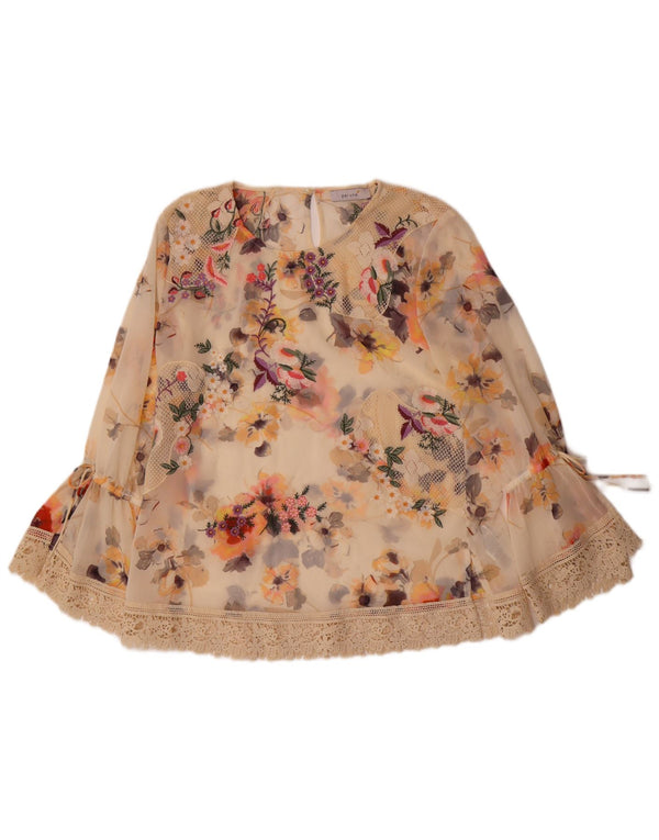 Marks & Spencer Top da donna con maniche a 3/4 Per Una Camicetta UK 14 Large Bianco sporco