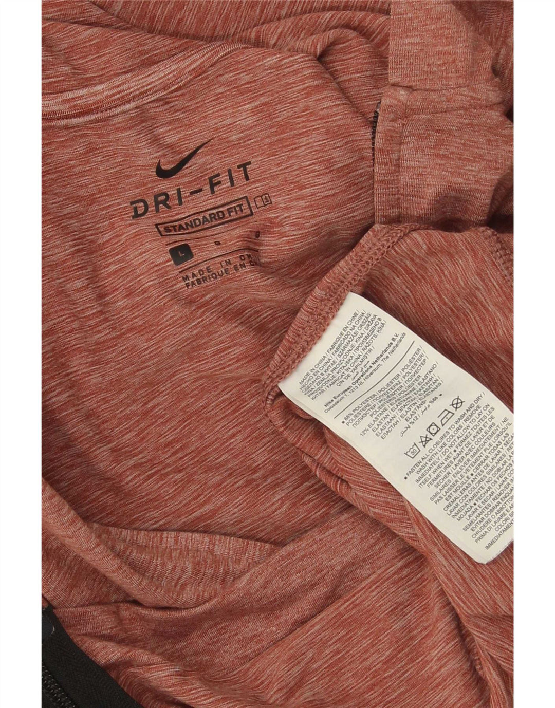 Felpa con cappuccio e zip standard Nike Dri Fit da uomo, grande, in poliestere chiazzato rosso