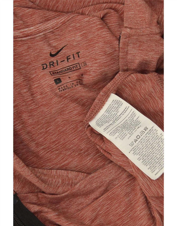 Felpa con cappuccio e zip standard Nike Dri Fit da uomo, grande, in poliestere chiazzato rosso