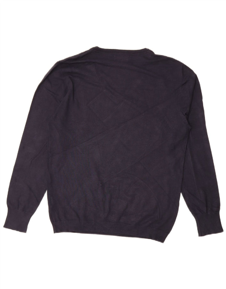Maglione Zara da uomo con scollo a V grande in viscosa blu navy