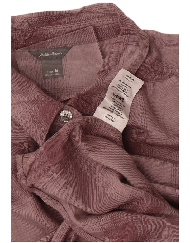 EDDIE BAUER Camicia pullover da donna in flanella UK 14 Plaid bordeaux medio
