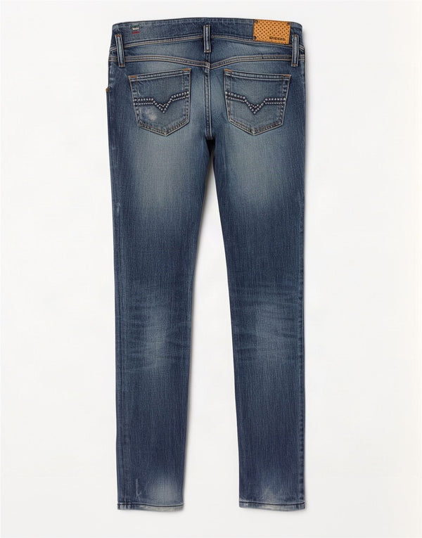 Jeans slim da donna Diesel Matic effetto consumato W29 L32 cotone blu