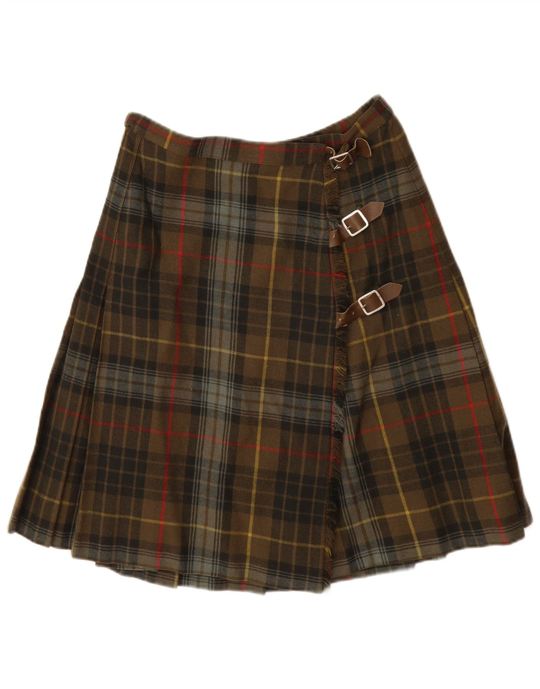 Gonna avvolgente da donna VINTAGE W28 scozzese medio color kaki