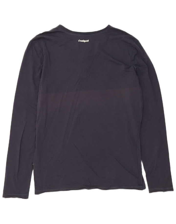 Desigual Maglietta grafica da uomo a maniche lunghe in cotone blu navy medio