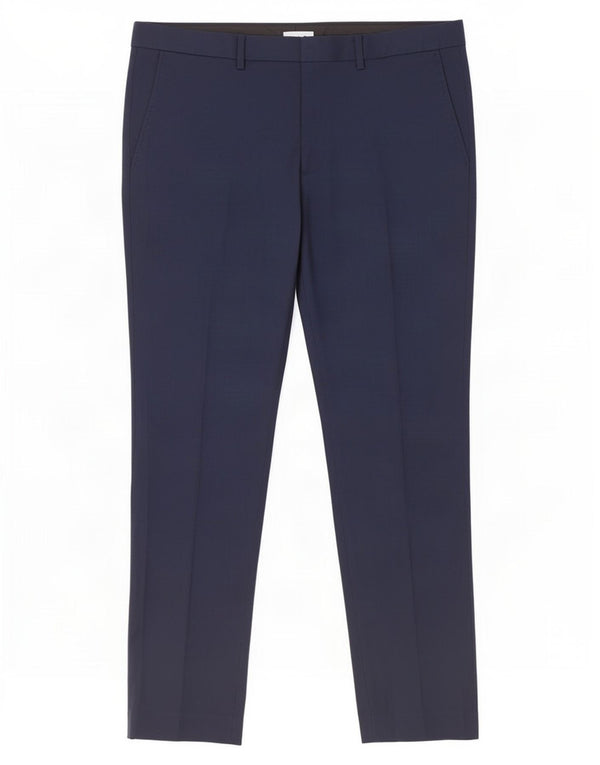 Pantaloni da abito slim fit da uomo Marks & Spencer W36 L31 poliestere blu navy