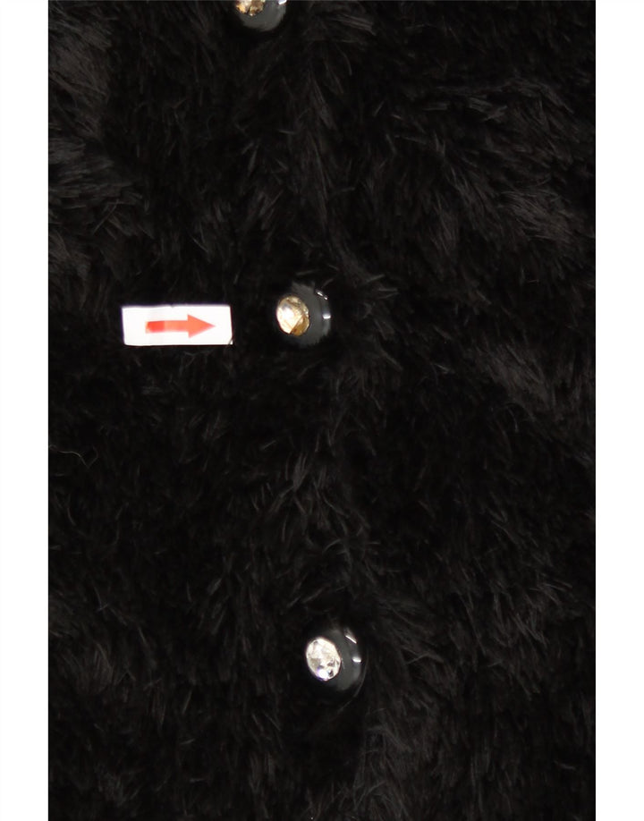 Giacca vintage da donna in pelliccia sintetica UK 10 piccola nera