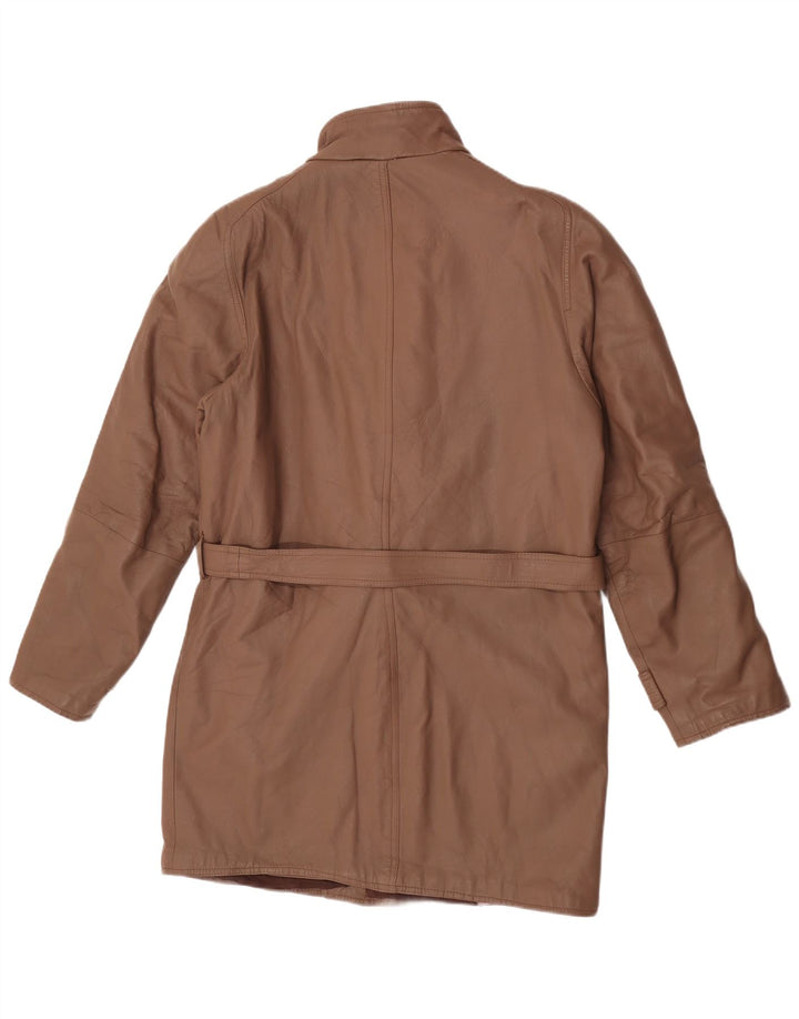 Cappotto in pelle vintage da uomo UK 36 piccolo marrone