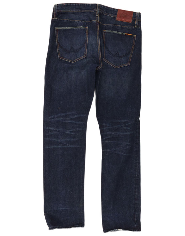 Jeans dritti da uomo Superdry Officer W34 L32 in cotone blu navy