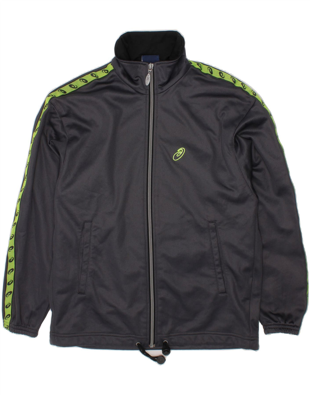 ASICS Boys Graphic Tracksuit Top Jacket 11-12 Years Grey Polyester Vintage Asics and Second-Hand Asics from Messina Hembry 