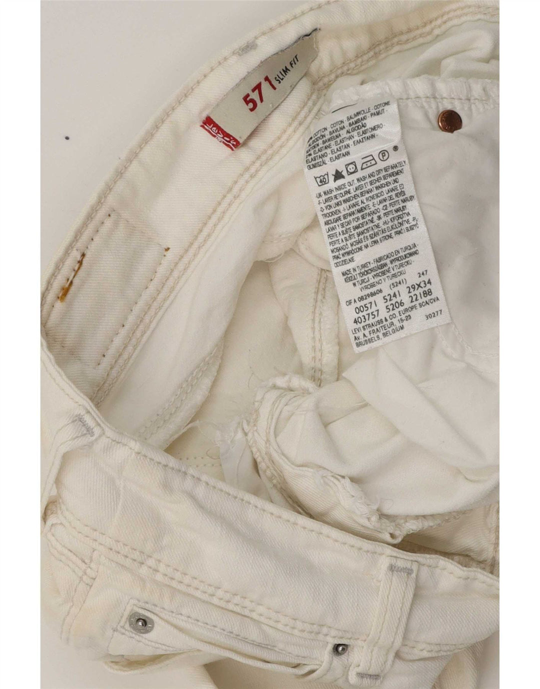 Jeans Levi's 571 Slim da donna W29 L29 in cotone bianco
