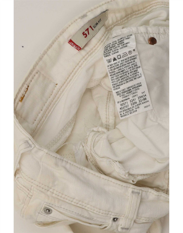 Jeans Levi's 571 Slim da donna W29 L29 in cotone bianco