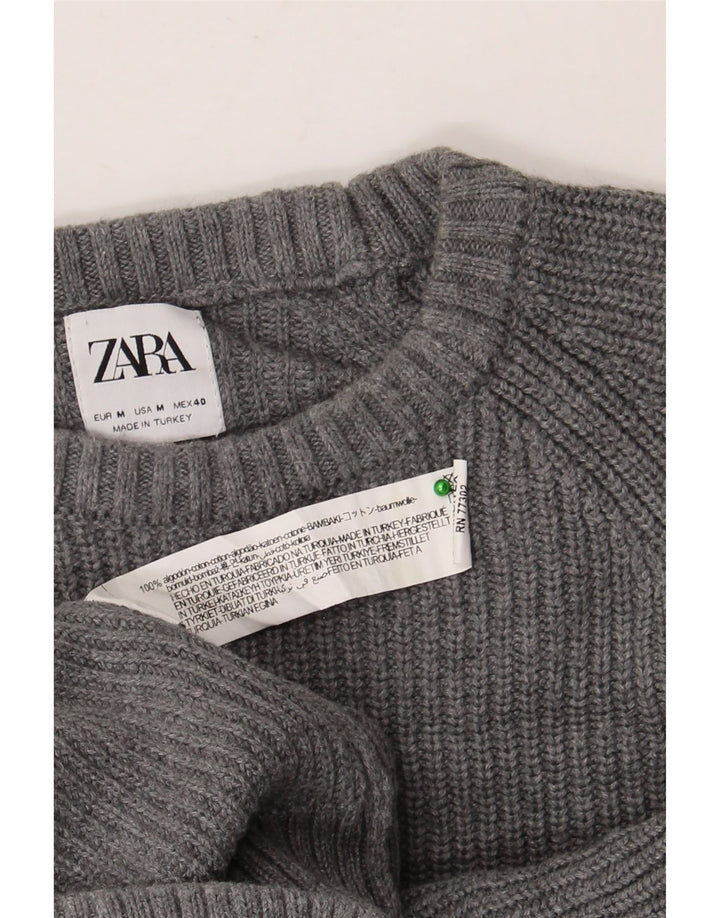 Maglione Zara da uomo con scollo a barca in cotone grigio medio
