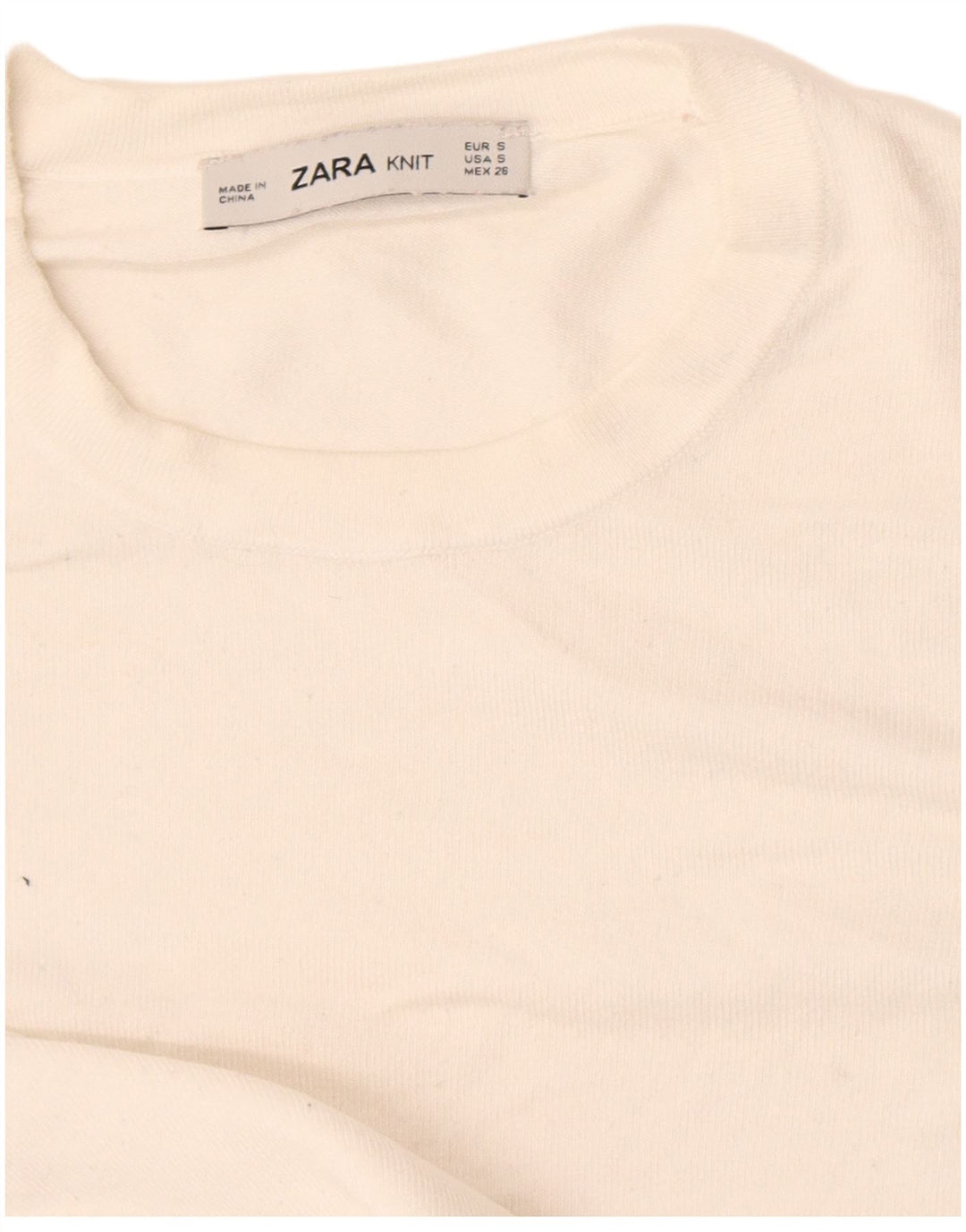 Maglione corto girocollo da donna Zara UK 10 piccolo bianco