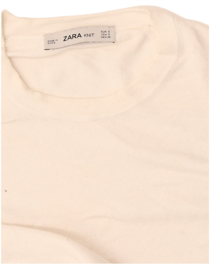 Maglione corto girocollo da donna Zara UK 10 piccolo bianco