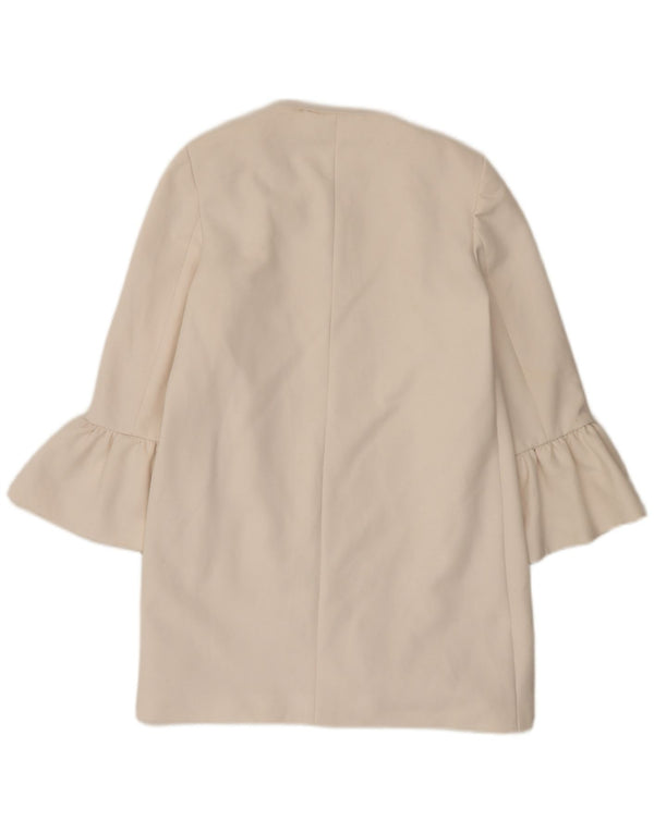 Giacca blazer aperta lunga da donna Zara UK 10 piccola poliestere bianco
