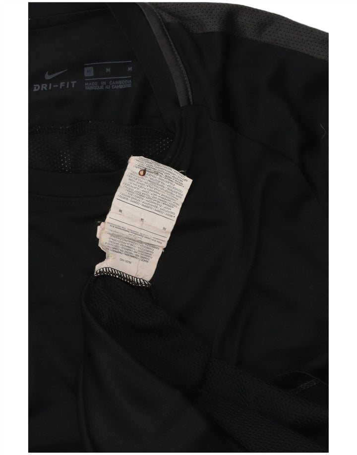 T-shirt Nike da uomo Dri Fit, top in poliestere color block medio nero