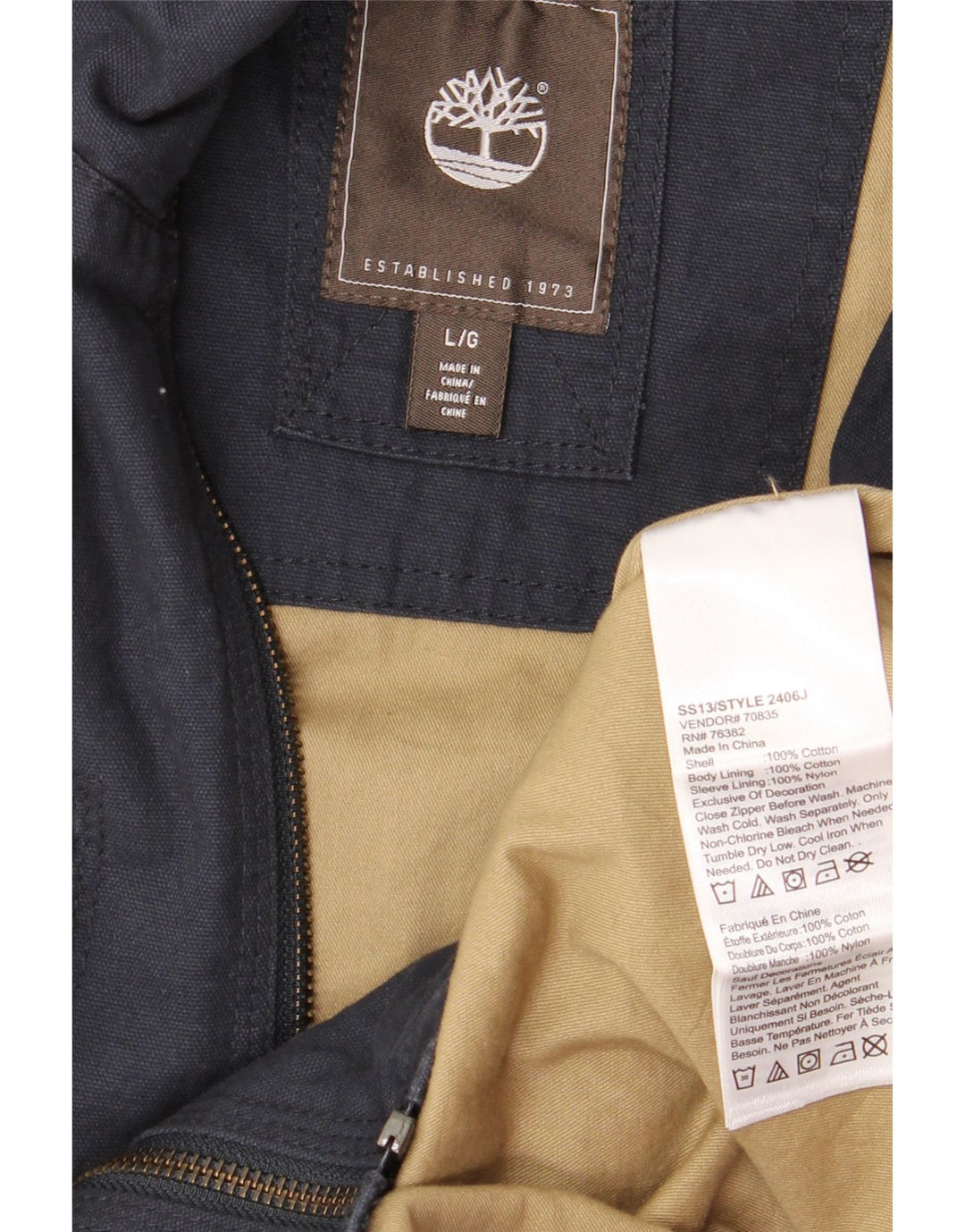 Giacca da uomo TIMBERLAND UK 40 Large in cotone blu navy