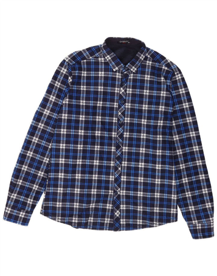 Camicia vintage da uomo in flanella 2XL a quadri blu
