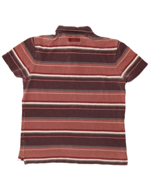 Polo da uomo FAT FACE in cotone a righe bordeaux medio