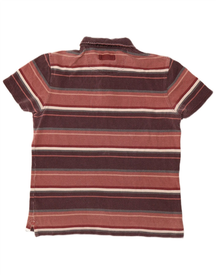 Polo da uomo FAT FACE in cotone a righe bordeaux medio