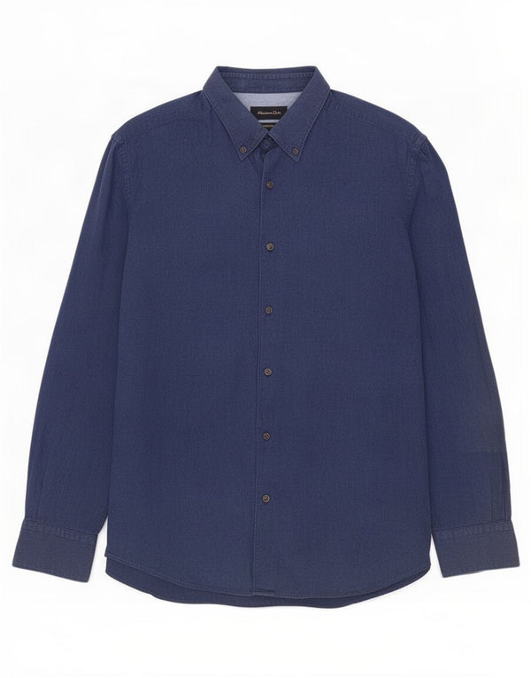 Camicia da uomo Massimo Dutti Large in cotone blu navy