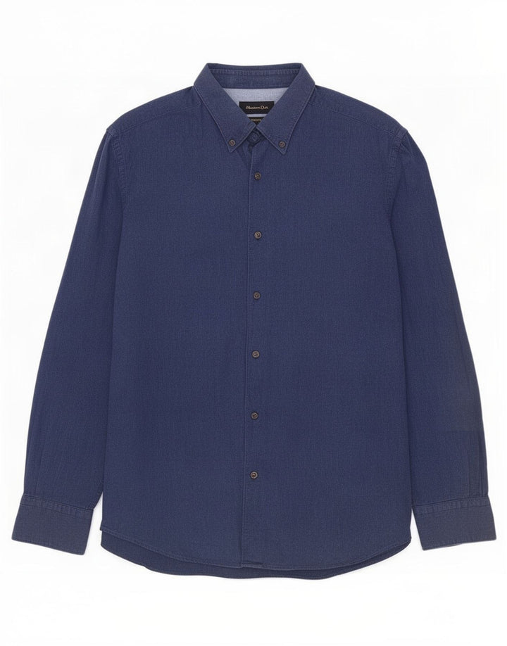 Camicia da uomo Massimo Dutti Large in cotone blu navy