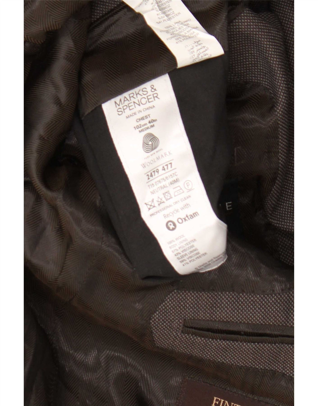 Giacca blazer a 2 bottoni da uomo Marks & Spencer UK 40 Lana screziata marrone medio