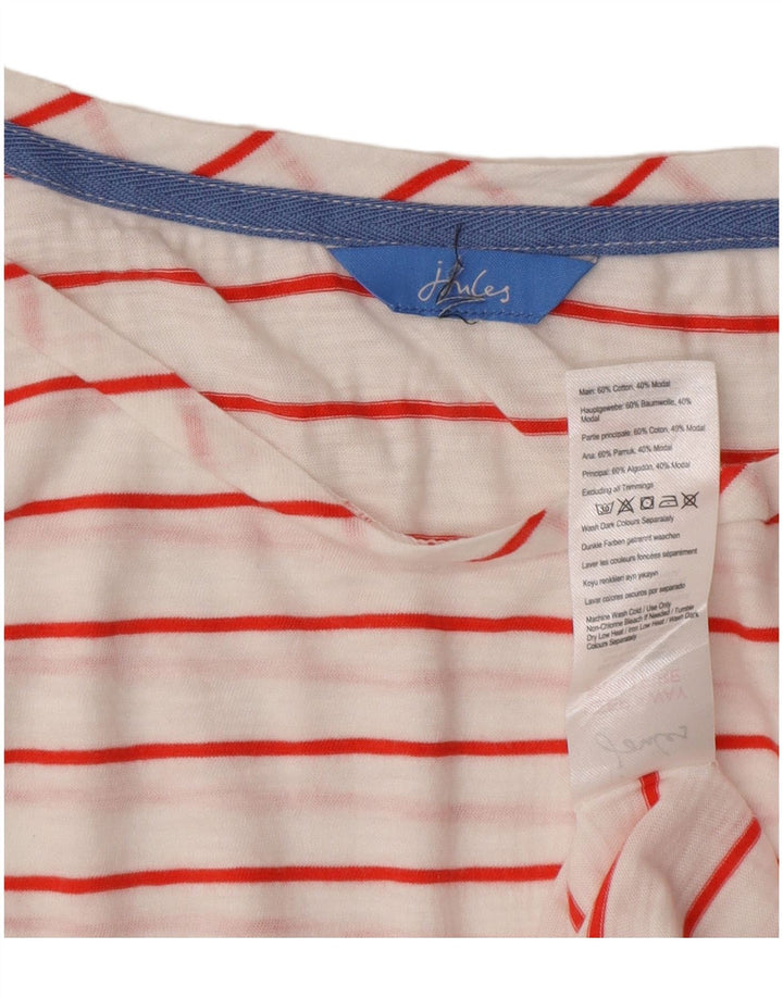 JOULES T-shirt da donna Top UK 16 Cotone a righe grandi bianche