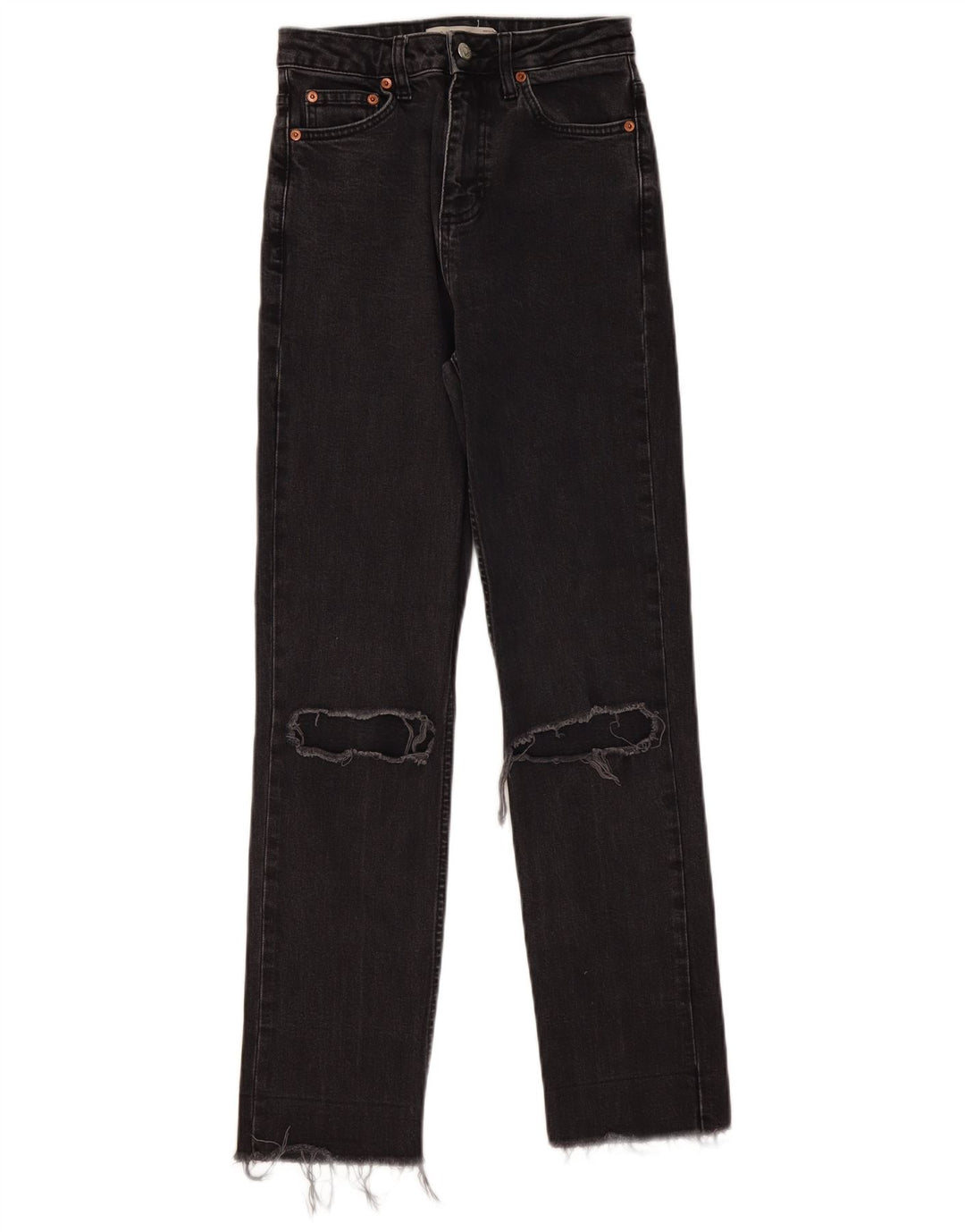 TOPSHOP Jeans dritti effetto consumato da donna W26 L29 cotone nero