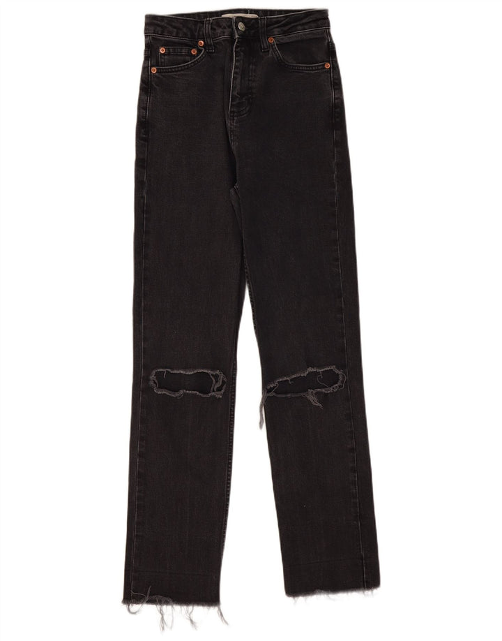 TOPSHOP Jeans dritti effetto consumato da donna W26 L29 cotone nero