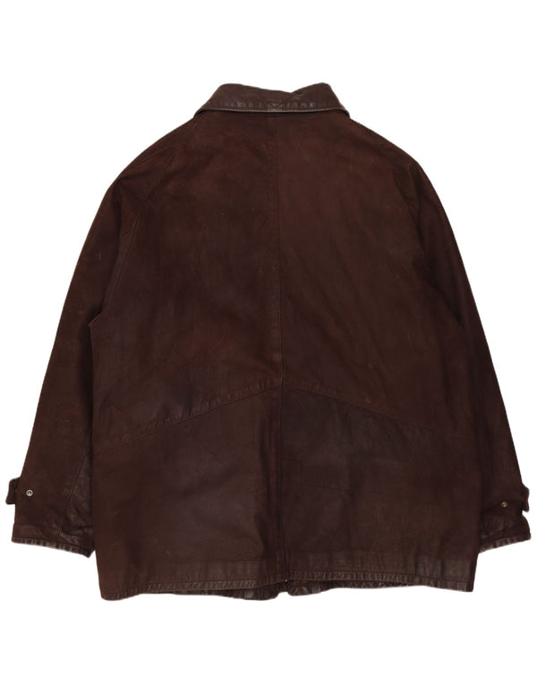 Giacca in pelle da uomo VINTAGE UK 42 XL in pelle marrone
