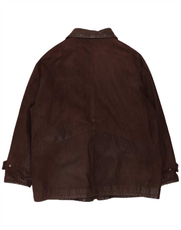 Giacca in pelle da uomo VINTAGE UK 42 XL in pelle marrone