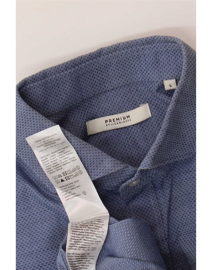Camicia da uomo Jack & Jones grande in cotone maculato blu