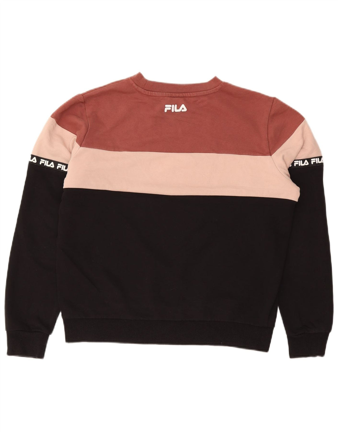 Felpa grafica da donna FILA Maglione UK 14 Medium Black Colourblock