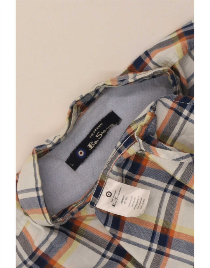 Camicia a maniche corte da uomo Ben Sherman in cotone a quadri blu grandi