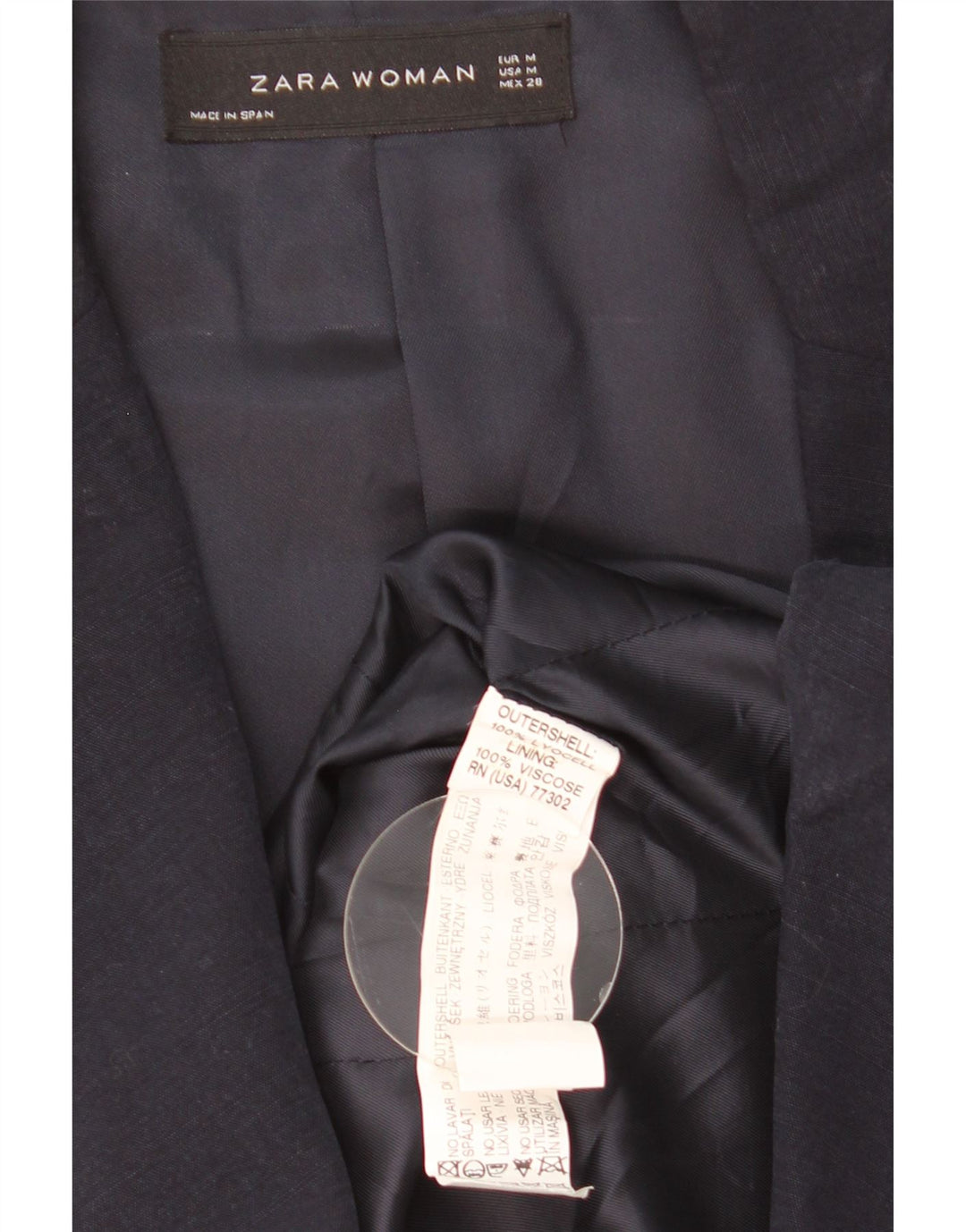 Giacca blazer da donna a 1 bottone Zara UK 12 Lyocell medio blu navy