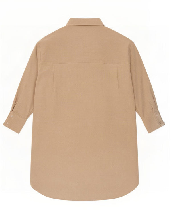 Abito chemisier oversize in velluto a coste da donna Zara UK 16 Large Beige Poliestere