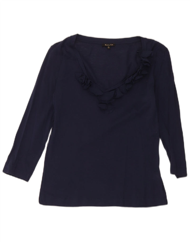 Massimo Dutti Camicetta da donna con maniche a 3/4 Top UK 12 Medio Blu Navy