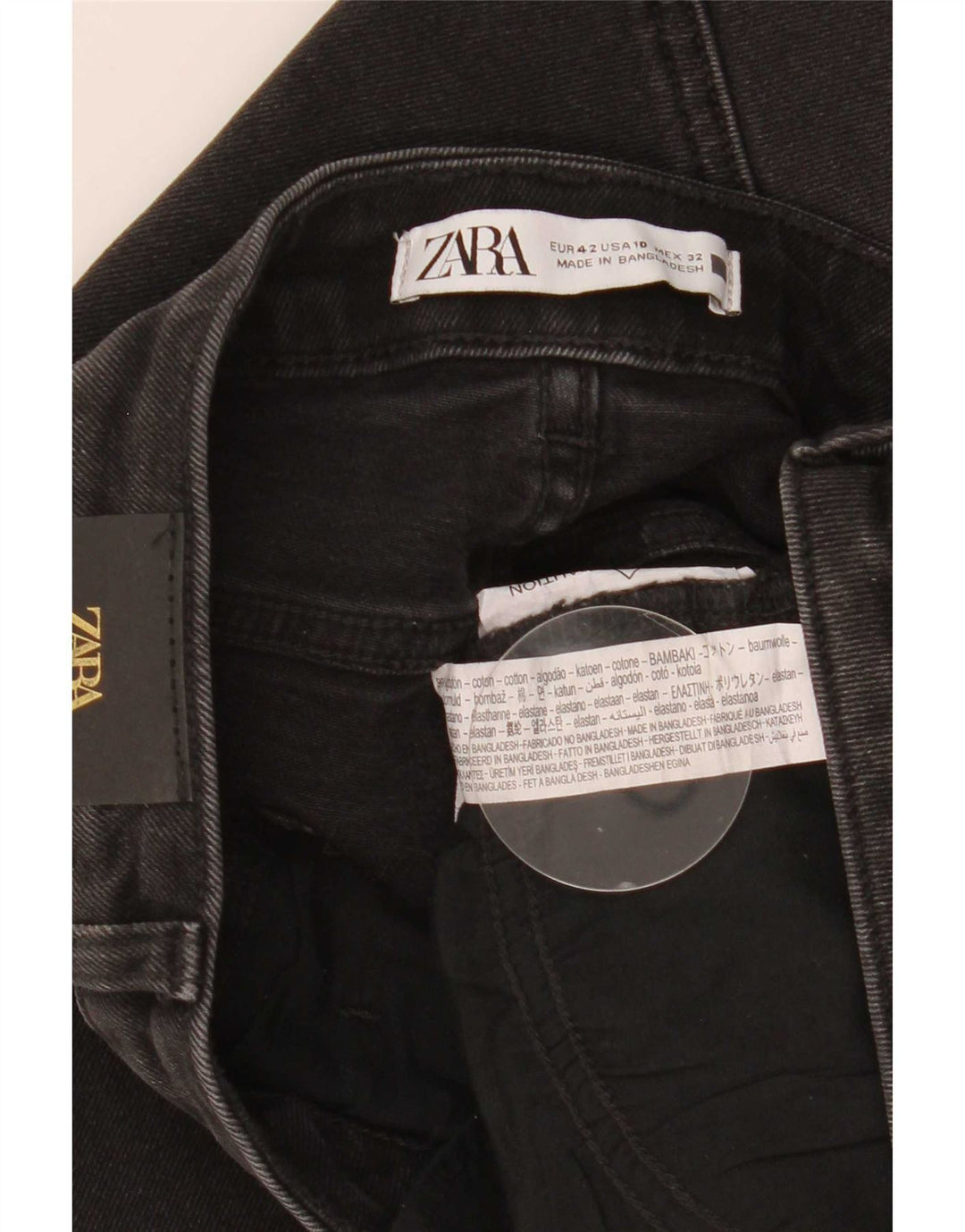 Jeans corti da donna Zara EU 42 Large W32 L26 cotone nero